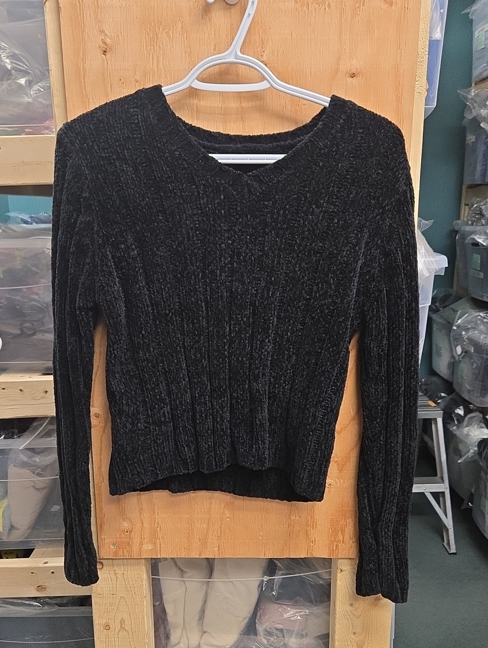 Unbranded Black Chunk Knit V-Neck Sweater